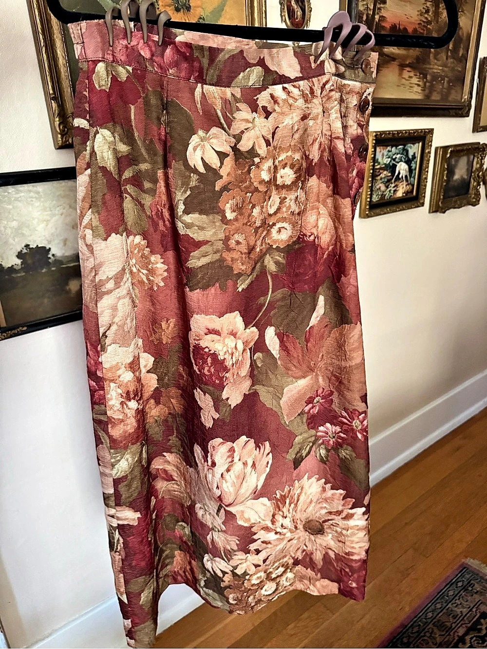 Vintage Petite Sophisticate Floral Midi Skirt